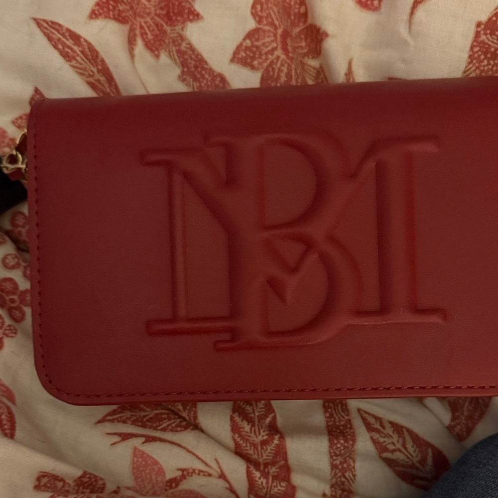 Badgley Mischka Red Embossed Crossbody Bag